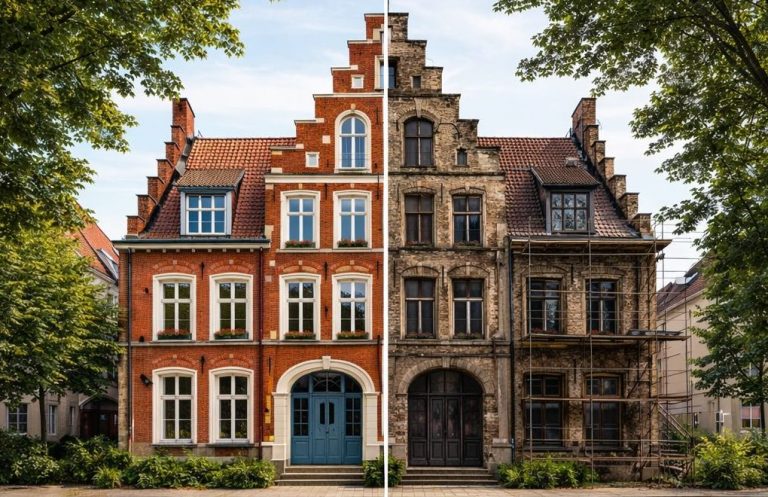 Historisches Gebäude mit restaurierter Backsteinfassade im Bereich Denkmalpflege und Altbausanierung